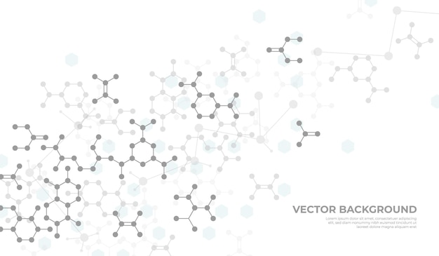 Molecular structure background Chemistry science medical or dna researching Grey chemical biochemistry lab biotechnology recent vector template