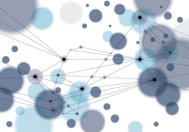 Vector molecule and communication geometric 3d mesh background. with blurred defocused round lights texture. vector abstract virtual particles structure.