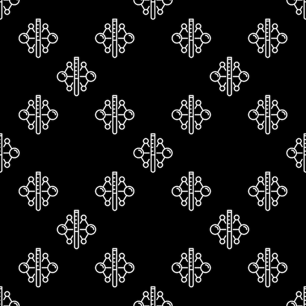 Molecule and Test Tube thin line Science concept Seamless Pattern