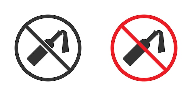 Molotov cocktail forbidden symbol No riot sign Flat vector illustration