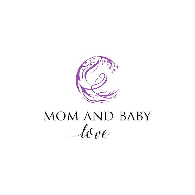 mom and baby care logo design vector