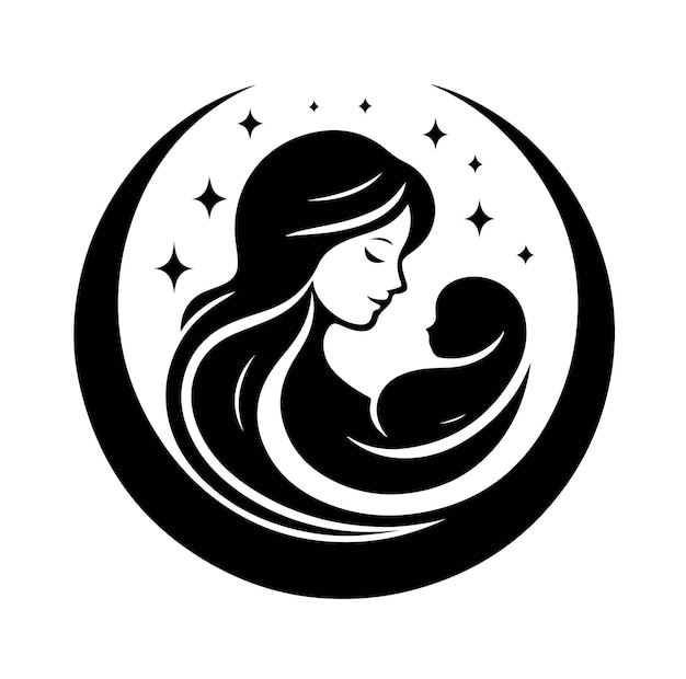 Mom and Baby logo design Mom and baby logo templatevector illustration