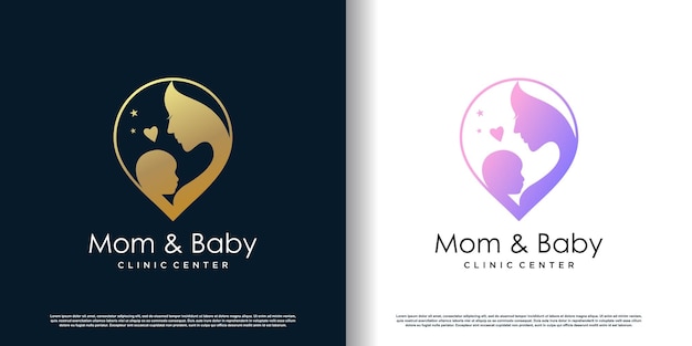 Mom and baby logo design vector with creative concept premium vector