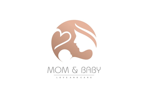 Vector mom and baby logo design with modern unique concept