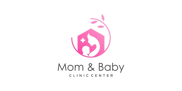 Mom and baby logo design with modern unique style Premium Vector