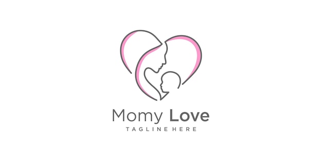 Mom and baby logo design with modern unique style Premium Vector