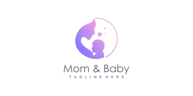 Mom and baby logo design with modern unique style Premium Vector