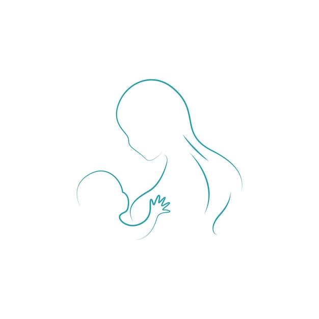 Mom baby Mommy Mother breastfeeding lactation logo vector illustration design