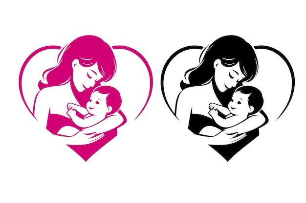 Mom and Baby Vector art illustration