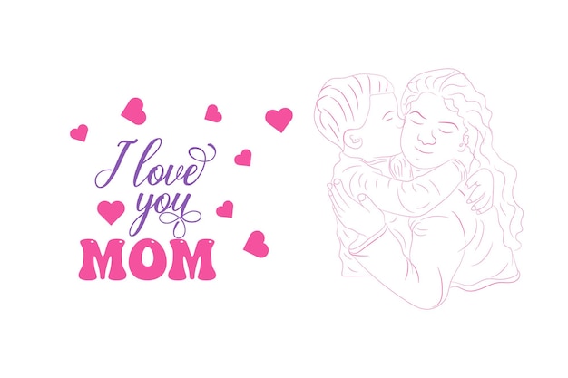 mom and child love greeting card for happy mothers day