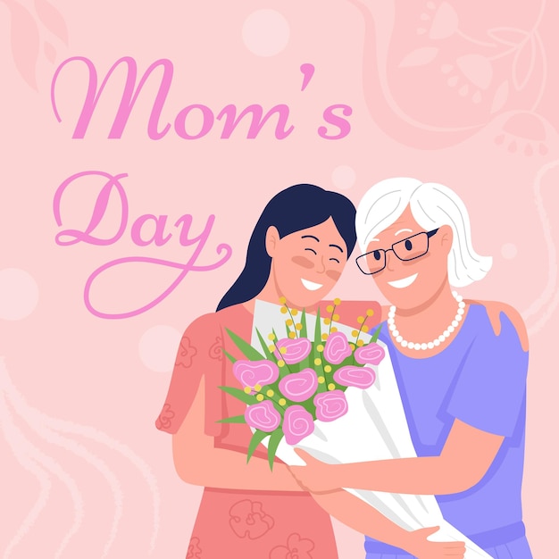 Mom day greeting card template