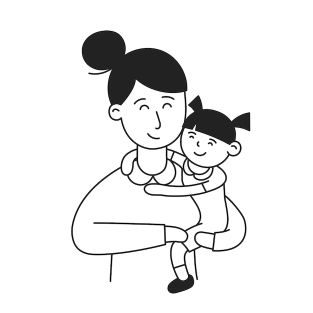 Mom Hand Drawn Kid and Family doodle icon