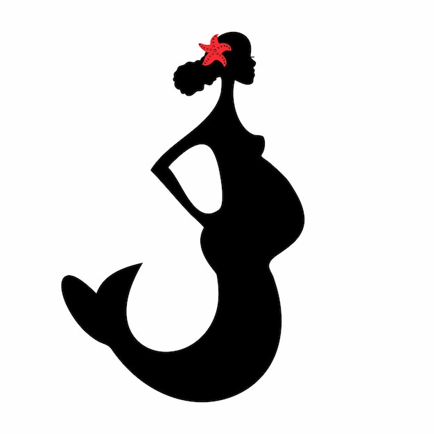 Mom Mermaid pregnant mermaid isolated concept for greeting card with cute flat vector illustration