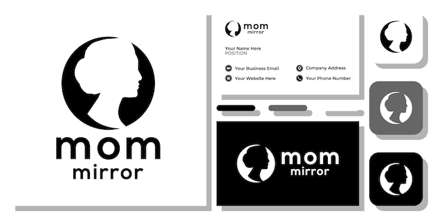 mom mirror combination symbol cute face memory moments with business card template