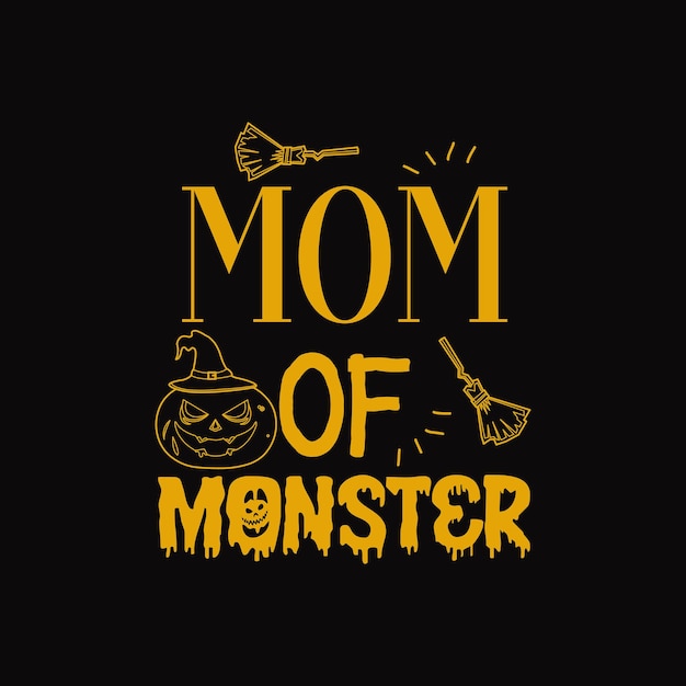 Mom of monster Happy halloween lettering Free Vector