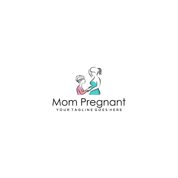 mom pregnant logo design .