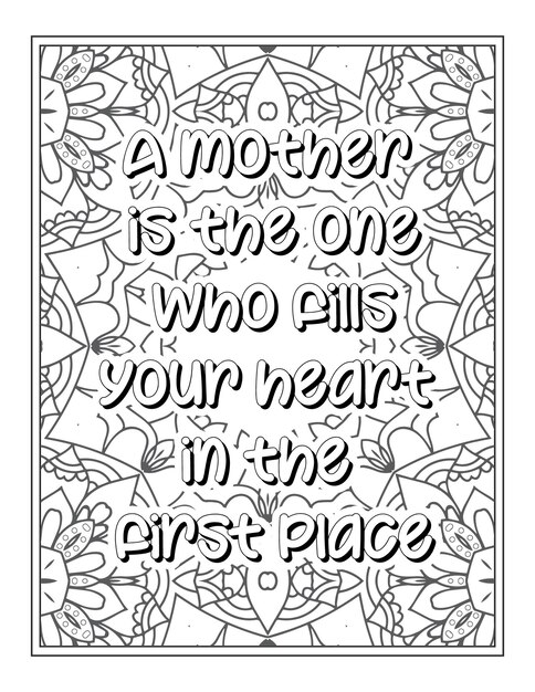 Vector mom quotes coloring page for adult