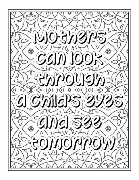 Vector mom quotes coloring page for adult