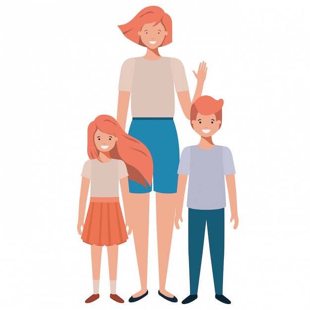 Mom with her children avatar character