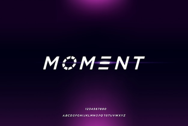 Moment, an abstract futuristic alphabet font with technology theme. modern minimalist typography design