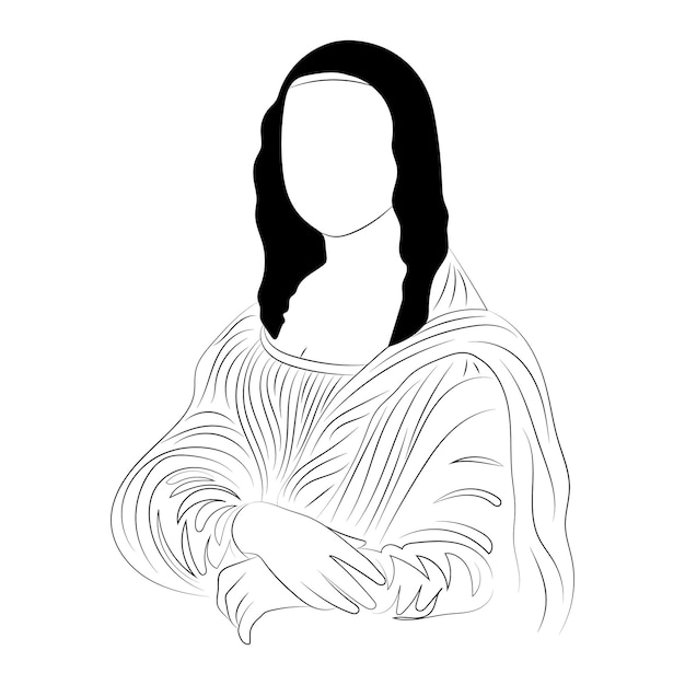 Mona Lisa black and white line art