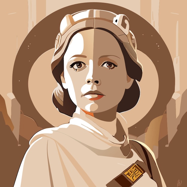 Vector mona lisa in star wars planet with beauty eyes vector illustration flat 2