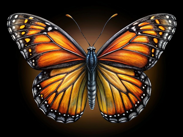 Monarch Butterfly on a Black Background