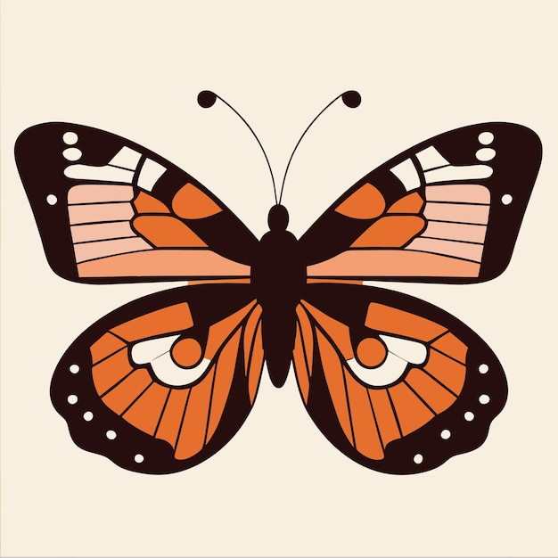 Vector monarch butterfly closeup vector illustration