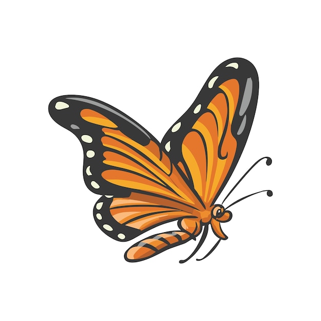 Monarch butterfly flying illustration