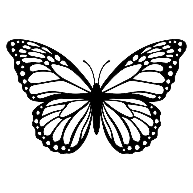 Monarch butterfly silhouette Vector illustration isolated on white background