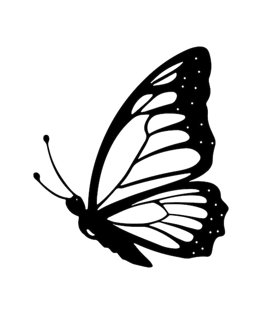 Monarch butterfly silhouettes collection vector illustration isolated on white background