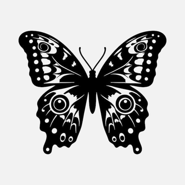 Vector monarch butterflyblue morpho butterfly silhouette vector illustration with white solid background