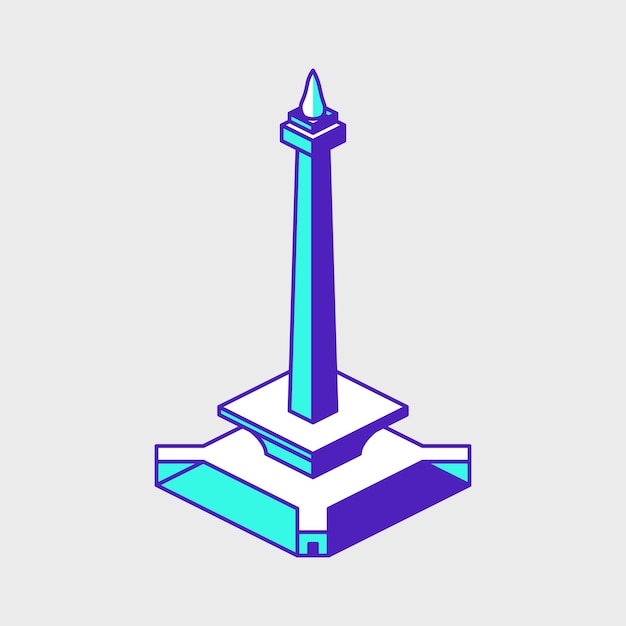 Monas national monument isometric vector icon illustration