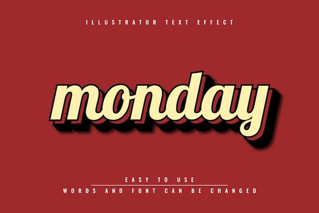 Monday 3d illustrator editable text effect template design