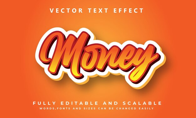 Money 3d editable text effect with orange background