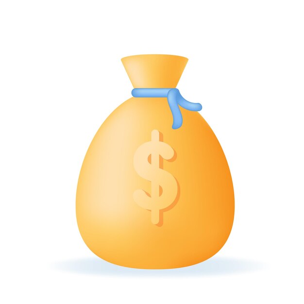 Money bag 3d icon Cash save money banking business and finance concept