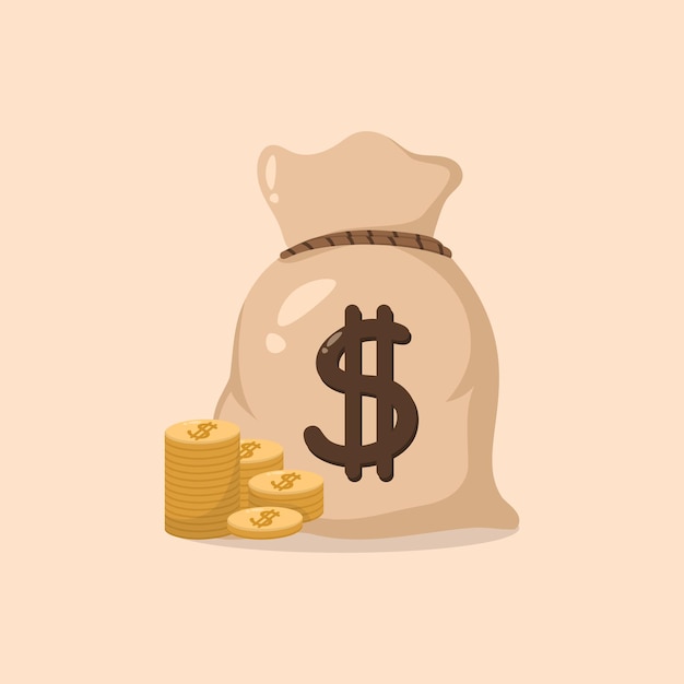 Money bag and gold coin vector illustration