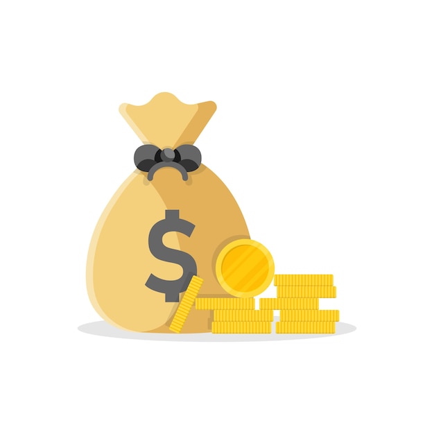 Money bag icon in flat style