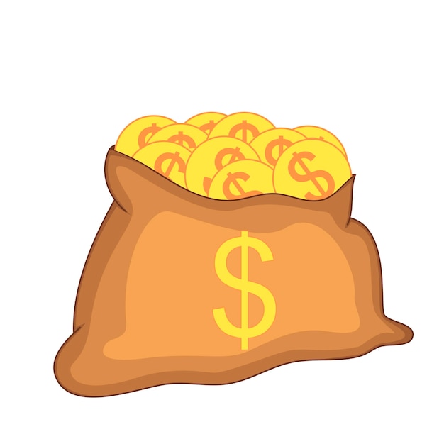 Money bag icon moneybag flat simple cartoon illustration Vector illustration