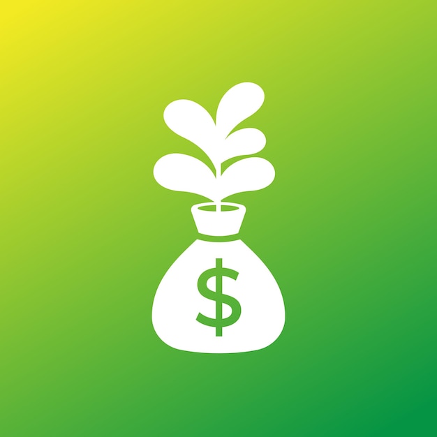 Money bag income growth financing and investing vector icon