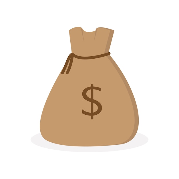 Money bag vector with dollar sign. Sack with cash clip art isolated on white background. Flat icon for web. Cartoon illustration