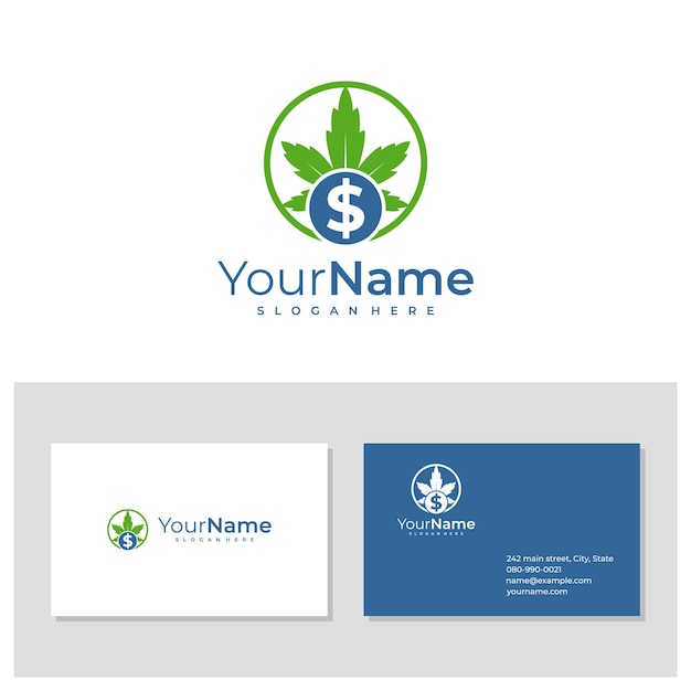 Money Cannabis logo with business card template Creative Cannabis logo design concepts