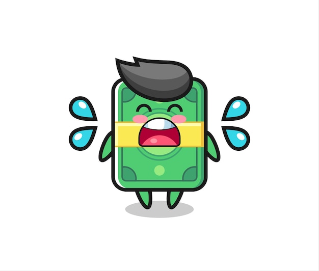 Money cartoon illustration with crying gesture , cute style design for t shirt, sticker, logo element