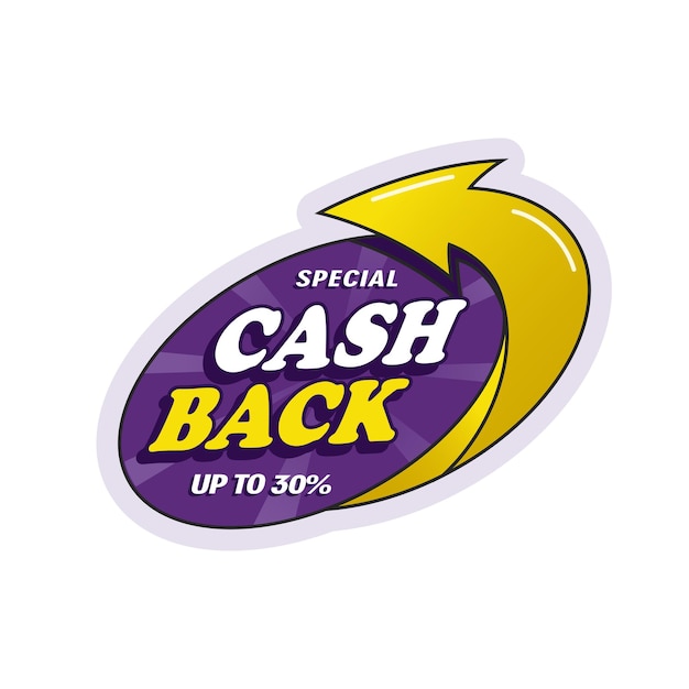 Money cashback symbol with yellow arrow illustration