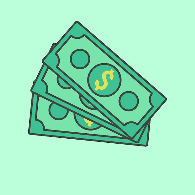 Money dollar bills cash cartoon icon vector illustration Business and finance Object Concept Isolated Vector