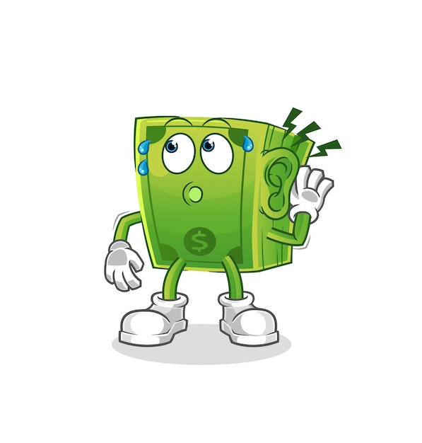 Money eavesdropping vector. cartoon character