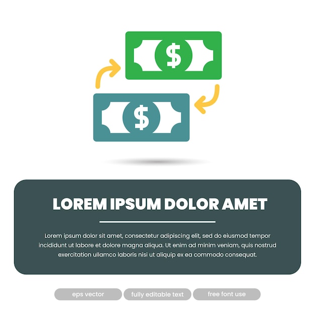 Money Exchange Illustration with Editable Description EPS Vector