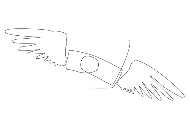 Money flies with two wings line art