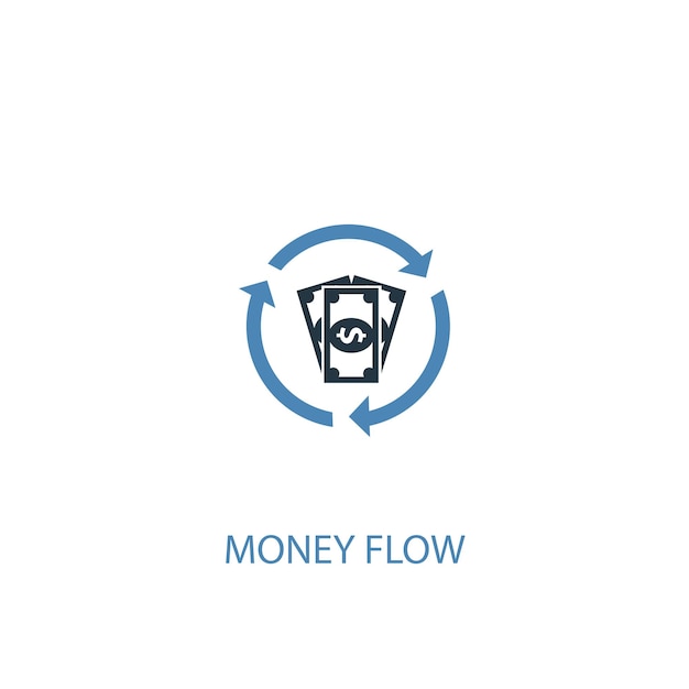 Money flow concept 2 colored icon. Simple blue element illustration. money flow concept symbol design. Can be used for web and mobile UI/UX