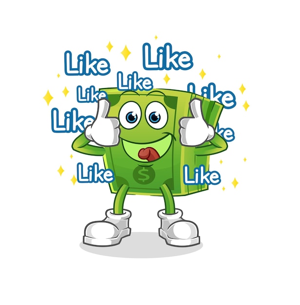 Money give lots of likes. cartoon vector